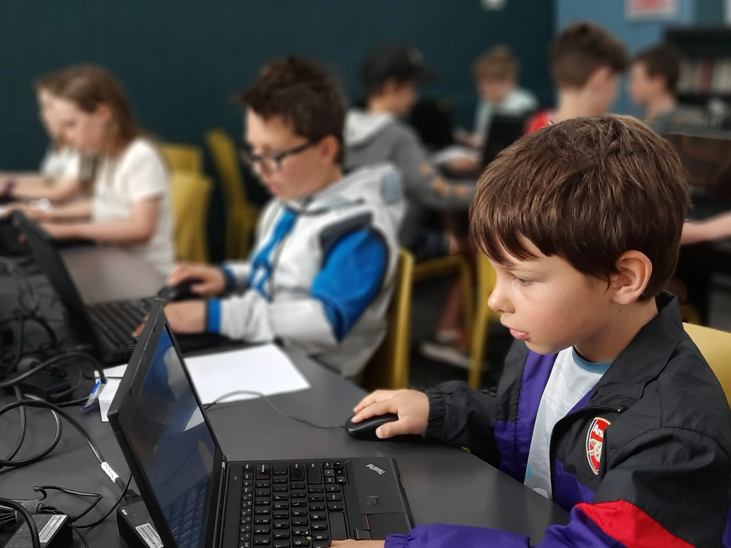 Students enjoying Minecraft Games Day activities