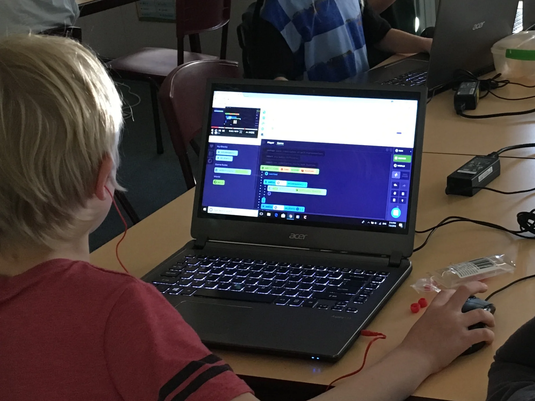 Students taking part in a Minecraft Modding holiday workshop