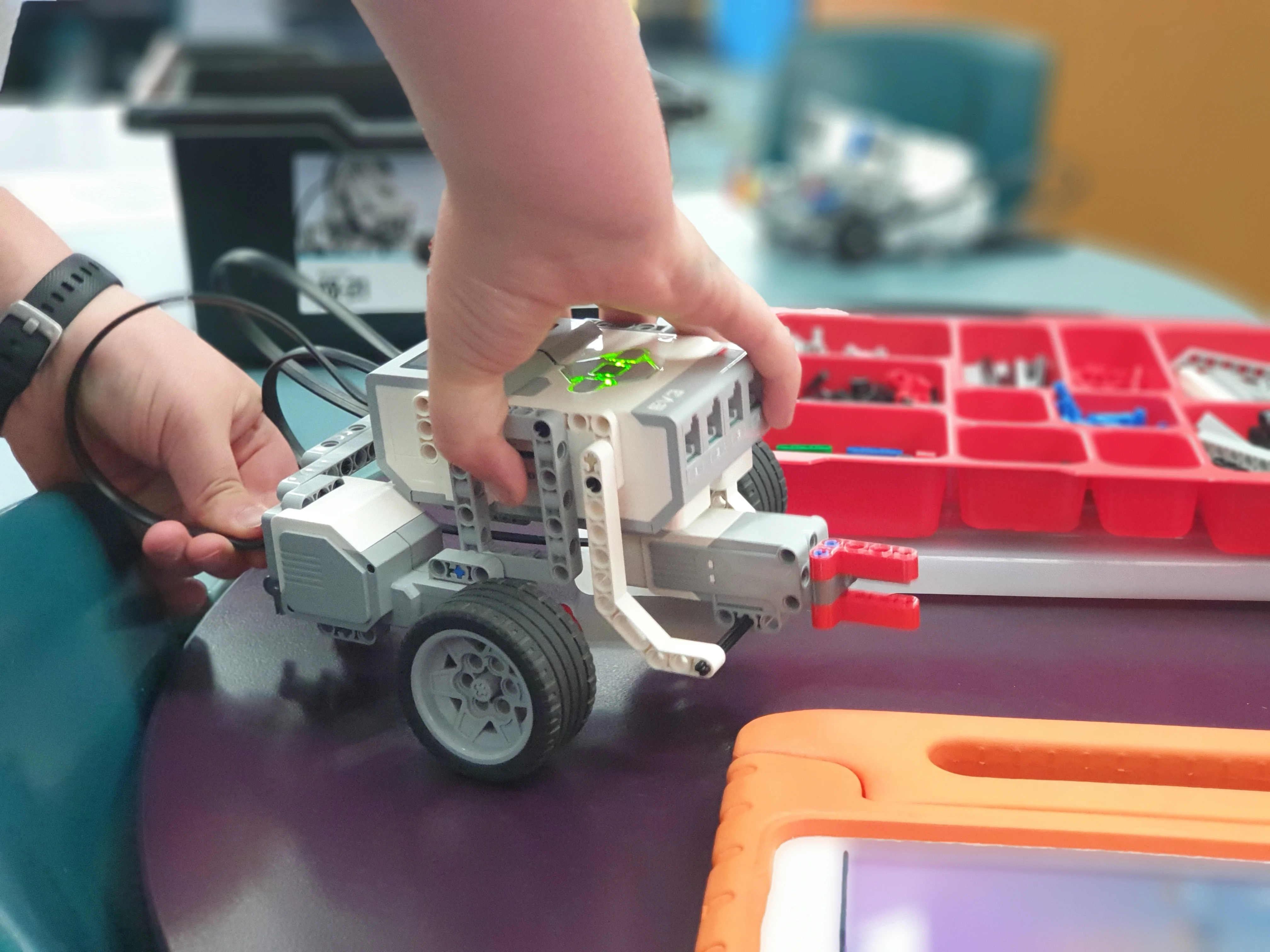 Students participating in a Block Crafters term coding club session